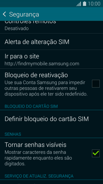 Pressione Definir bloqueio do cartão SIM. Pressione Definir bloqueio do cartão SIM.