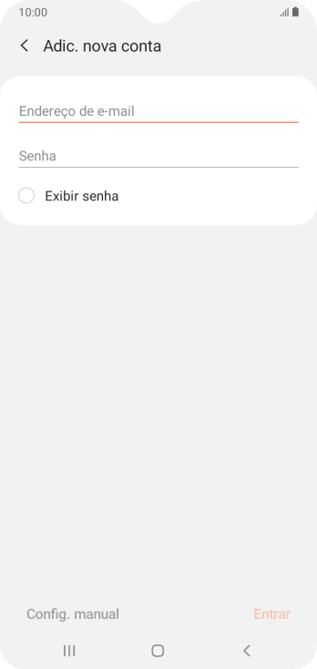 Pressione Endereço de e-mail, e digite o endereço de e-mail. Pressione Endereço de e-mail, e digite o endereço de e-mail.