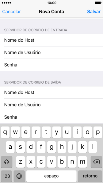 Pressione Senha e digite a senha da sua conta e-mail. Pressione Senha e digite a senha da sua conta e-mail.