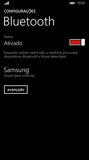 Pressione o dispositivo Bluetooth desejado, e siga as instruções da tela para conectar o dispositivo ao seu celular. Pressione o dispositivo Bluetooth desejado, e siga as instruções da tela para conectar o dispositivo ao seu celular.