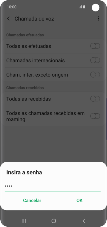 Digite sua senha de bloqueio, e pressione OK. Digite sua senha de bloqueio, e pressione OK.