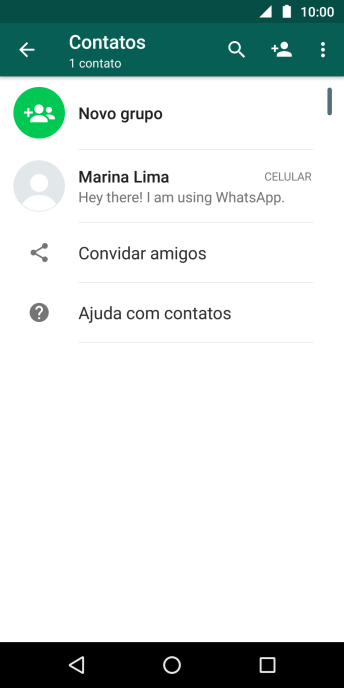 Pressione o ícone de busca, e digite as primeiras letras do nome do contato. Pressione o ícone de busca, e digite as primeiras letras do nome do contato.