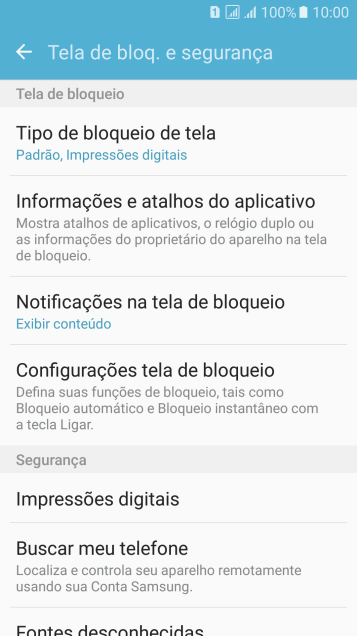 Pressione Tipo de bloqueio de tela, e digite o código de bloqueio atual. Pressione Tipo de bloqueio de tela, e digite o código de bloqueio atual.