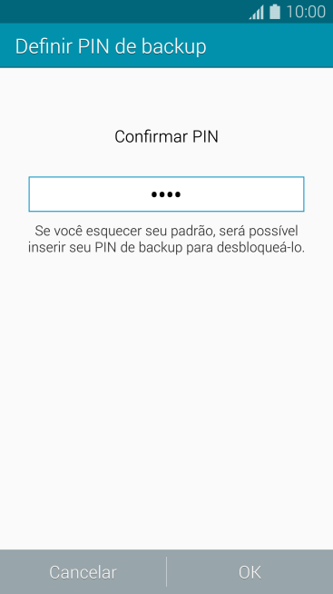 Digite o código PIN novamente e pressione OK. Digite o código PIN novamente e pressione OK.