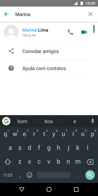 Pressione o ícone de chamada de voz para realizar uma chamada de voz para o contato. Pressione o ícone de chamada de voz para realizar uma chamada de voz para o contato.