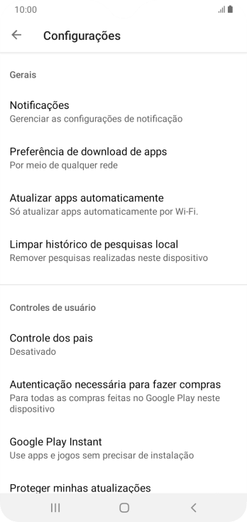 Pressione Atualizar apps automaticamente. Pressione Atualizar apps automaticamente.