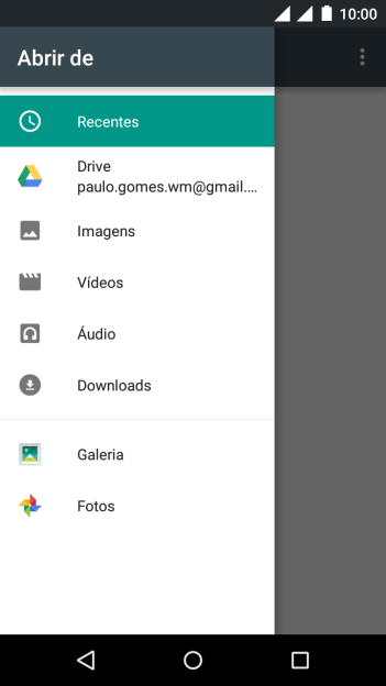 Pressione Galeria, e navegue até a pasta desejada. Pressione Galeria, e navegue até a pasta desejada.