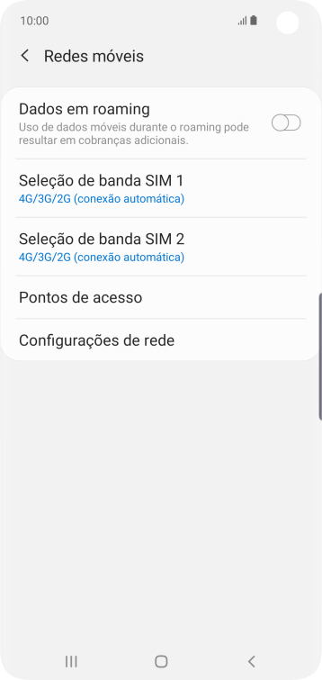 Pressione Seleção de banda ‹SIM›. Pressione Seleção de banda ‹SIM›.