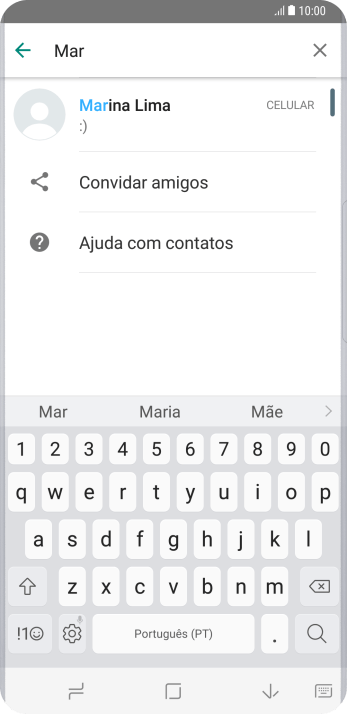 Pressione o contato desejado. Pressione o contato desejado.