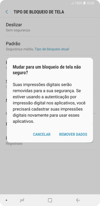 Pressione REMOVER DADOS. Pressione REMOVER DADOS.