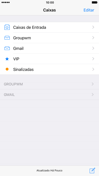 Pressione a conta de e-mail desejada. Pressione a conta de e-mail desejada.