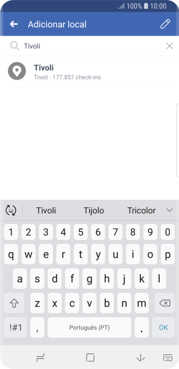 Pressione o local desejado. Pressione o local desejado.