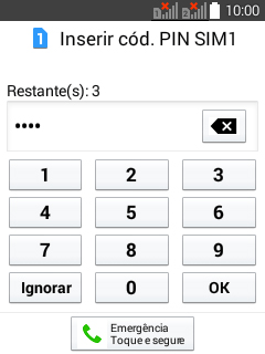 Caso seja solicitado, você deve inserir o código PIN, e pressionar OK. O código PIN padrão é 1010. Caso seja solicitado, você deve inserir o código PIN, e pressionar OK. O código PIN padrão é 1010.
