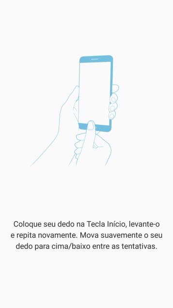 Siga as instruções na tela para configurar o código de bloqueio do celular com impressão digital. Siga as instruções na tela para configurar o código de bloqueio do celular com impressão digital.