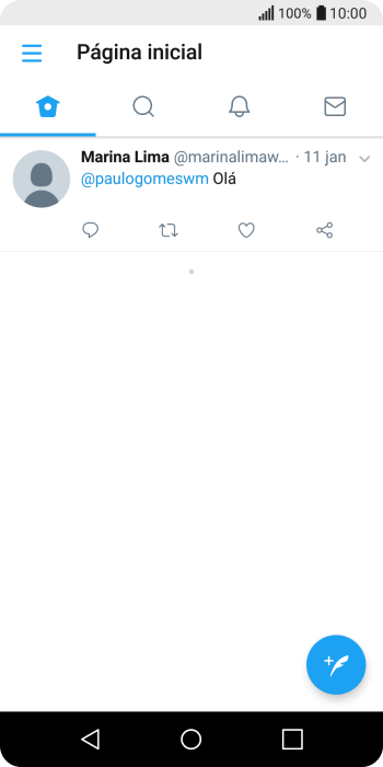 Pressione o ícone de novo tweet. Pressione o ícone de novo tweet.
