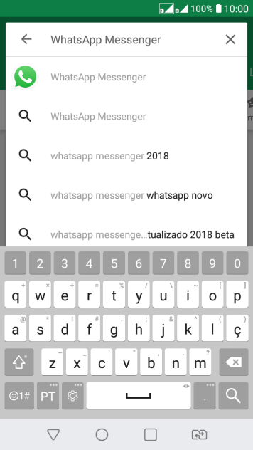 Digite WhatsApp Messenger, e pressione o ícone de busca. Digite WhatsApp Messenger, e pressione o ícone de busca.
