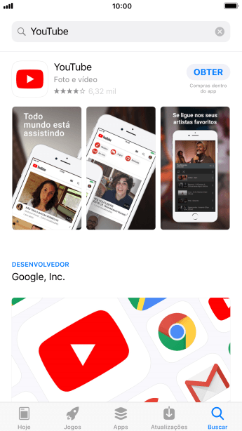 Pressione YouTube. Pressione YouTube.