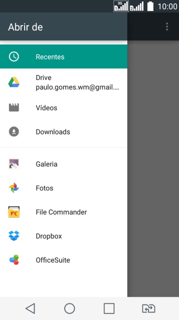 Pressione Galeria, e navegue até a pasta desejada. Pressione Galeria, e navegue até a pasta desejada.
