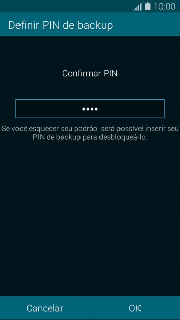 Digite o código PIN novamente e pressione OK. Digite o código PIN novamente e pressione OK.