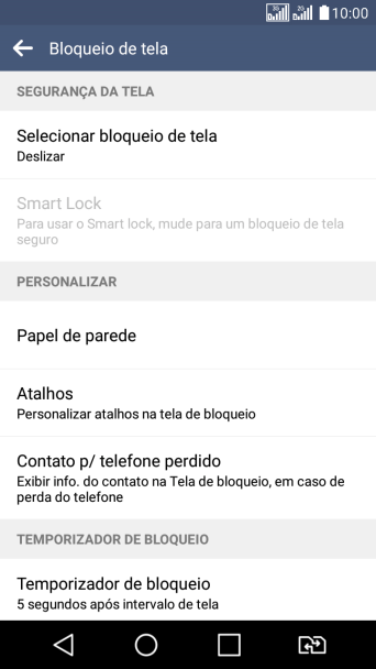 Pressione Selecionar bloqueio de tela. Pressione Selecionar bloqueio de tela.