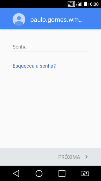 Pressione o campo de escrever, e digite a senha da sua conta Google. Pressione o campo de escrever, e digite a senha da sua conta Google.