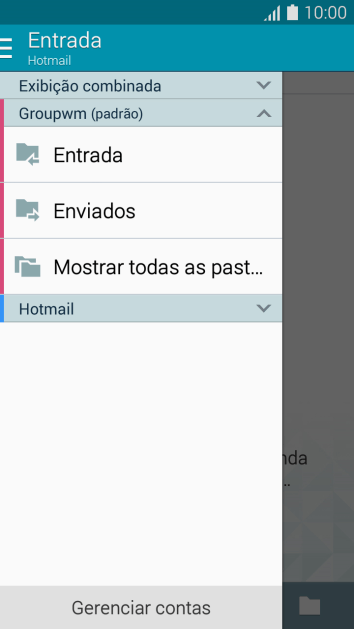 Pressione a caixa de entrada abaixo da conta de e-mail desejada. Pressione a caixa de entrada abaixo da conta de e-mail desejada.