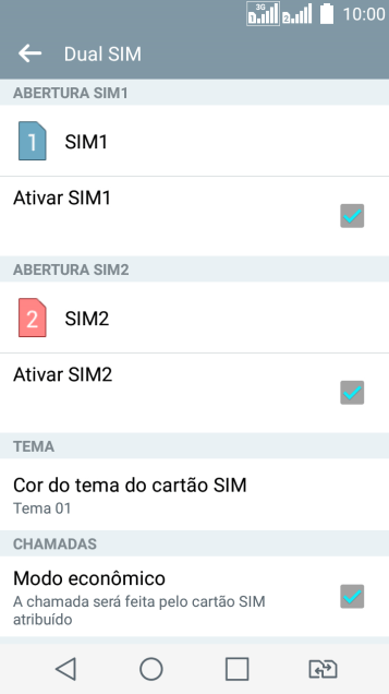 Pressione o campo ao lado do chip desejado para ativar ou desativar a função. Pressione o campo ao lado do chip desejado para ativar ou desativar a função.