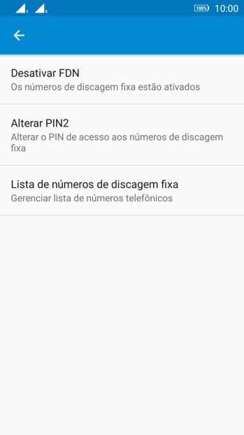Pressione Desativar FDN para desativar os números de discagem fixa. Pressione Desativar FDN para desativar os números de discagem fixa.
