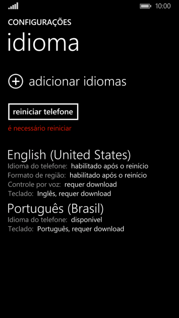 Pressione reiniciar telefone, e aguarde um instante enquanto o celular reinicia. Pressione reiniciar telefone, e aguarde um instante enquanto o celular reinicia.