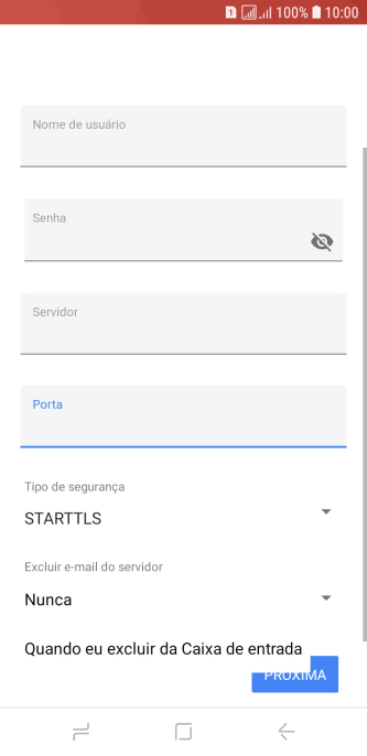 Pressione Nunca para manter os e-mails no servidor, quando você apagá-los do celular. Pressione Nunca para manter os e-mails no servidor, quando você apagá-los do celular.