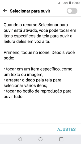 Pressione o indicador para ativar a função. Pressione o indicador para ativar a função.