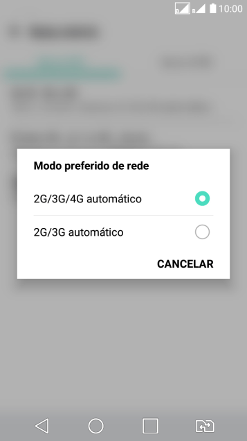 Pressione o tipo de rede. Pressione o tipo de rede.