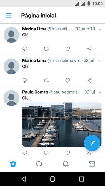 Pressione o ícone de novo tweet. Pressione o ícone de novo tweet.