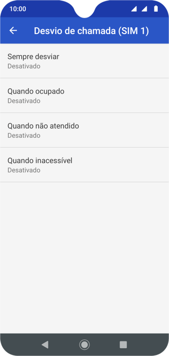 Pressione o tipo de encaminhamento desejado. Pressione o tipo de encaminhamento desejado.