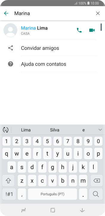 Pressione o ícone de chamada de voz para realizar uma chamada de voz para o contato. Pressione o ícone de chamada de voz para realizar uma chamada de voz para o contato.