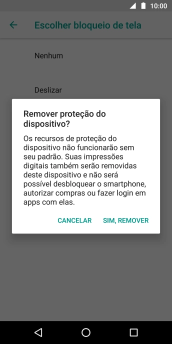 Pressione SIM, REMOVER. Pressione SIM, REMOVER.