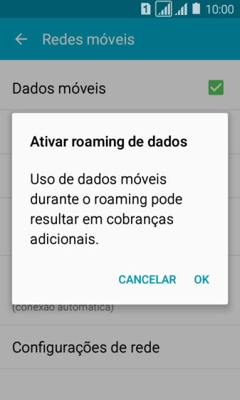 Se você quiser ativar o roaming de dados, deve pressionar OK. Se você quiser ativar o roaming de dados, deve pressionar OK.