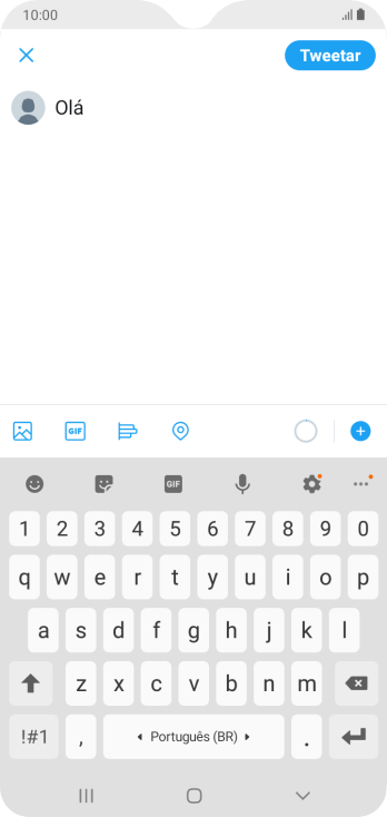Digite o texto, e pressione Tweetar. Digite o texto, e pressione Tweetar.