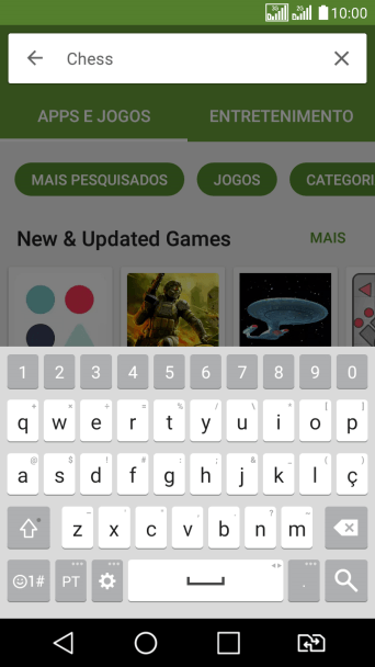 Insira o nome ou assunto do app desejado, e pressione o ícone de busca. Insira o nome ou assunto do app desejado, e pressione o ícone de busca.