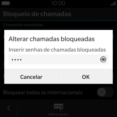 Digite sua senha de bloqueio, e pressione OK. Digite sua senha de bloqueio, e pressione OK.