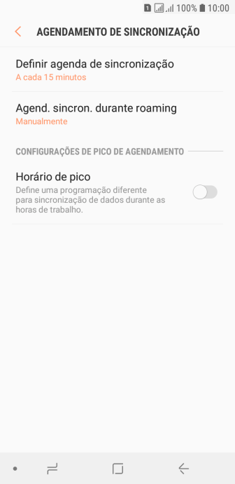 Pressione Definir agenda de sincronização. Pressione Definir agenda de sincronização.