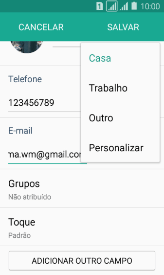 Pressione o tipo de e-mail desejado. Pressione o tipo de e-mail desejado.