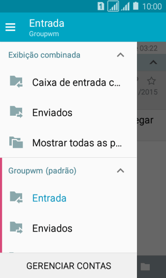 Pressione a caixa de entrada abaixo da conta de e-mail desejada. Pressione a caixa de entrada abaixo da conta de e-mail desejada.