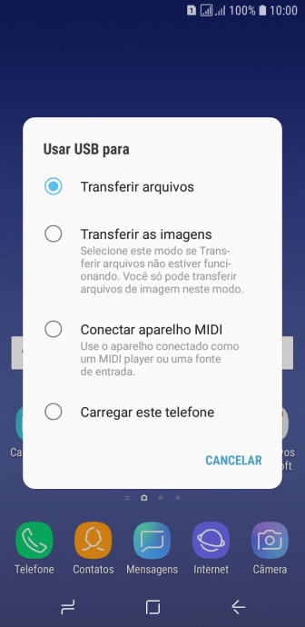 Pressione Transferir arquivos para ativar a função. Pressione Transferir arquivos para ativar a função.
