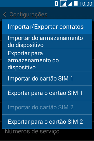 Pressione Importar do cartão SIM ‹›. Pressione Importar do cartão SIM ‹›.