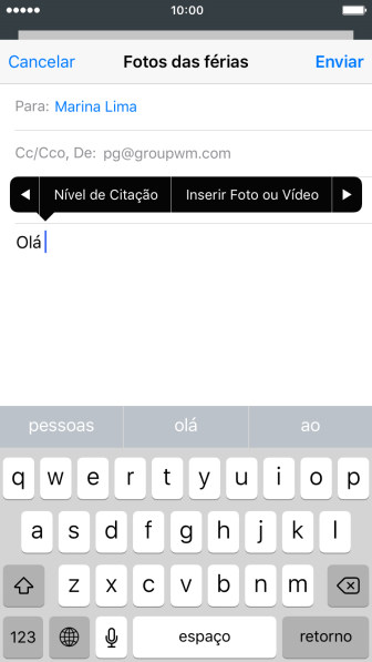 Pressione Inserir Foto ou Vídeo, e navegue até a pasta desejada. Pressione Inserir Foto ou Vídeo, e navegue até a pasta desejada.