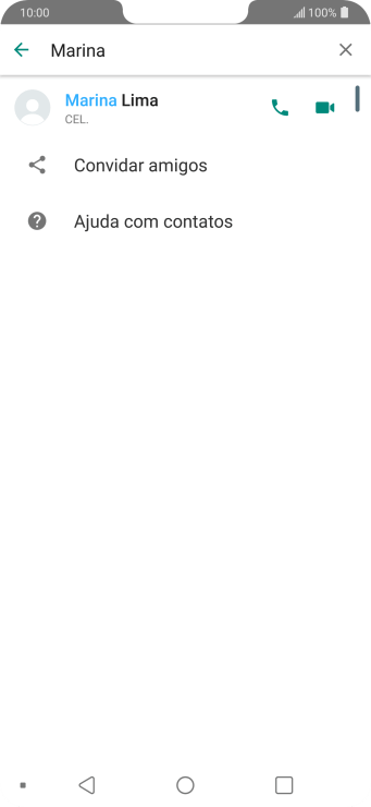 Pressione o ícone de chamada de voz para realizar uma chamada de voz para o contato. Pressione o ícone de chamada de voz para realizar uma chamada de voz para o contato.