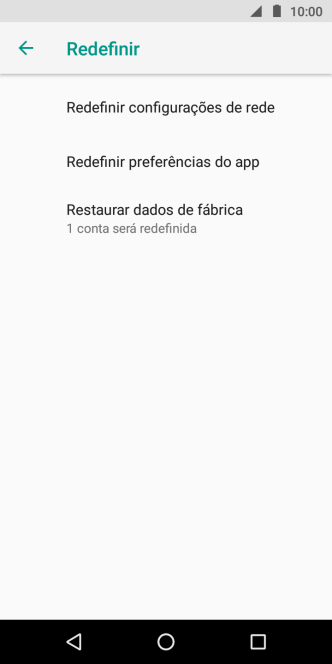 Pressione Restaurar dados de fábrica. Pressione Restaurar dados de fábrica.