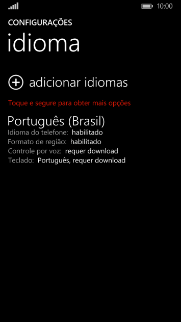 Pressione adicionar idiomas. Pressione adicionar idiomas.