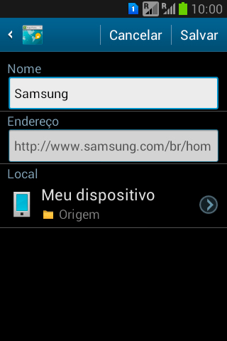 Digite o nome do favorito, e pressione Salvar. Digite o nome do favorito, e pressione Salvar.